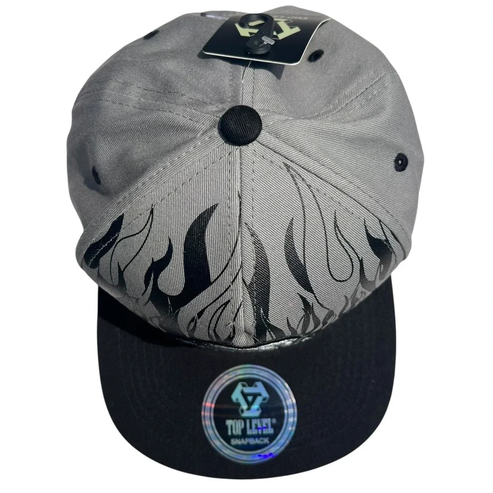 Top Level Ben Franklin Gray Flames SnapBack Money Dollar Bill Hat/Cap  NWT